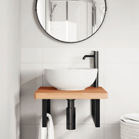 Ripiano a Parete per Lavabo in Acciaio e Massello di Faggio 3302429