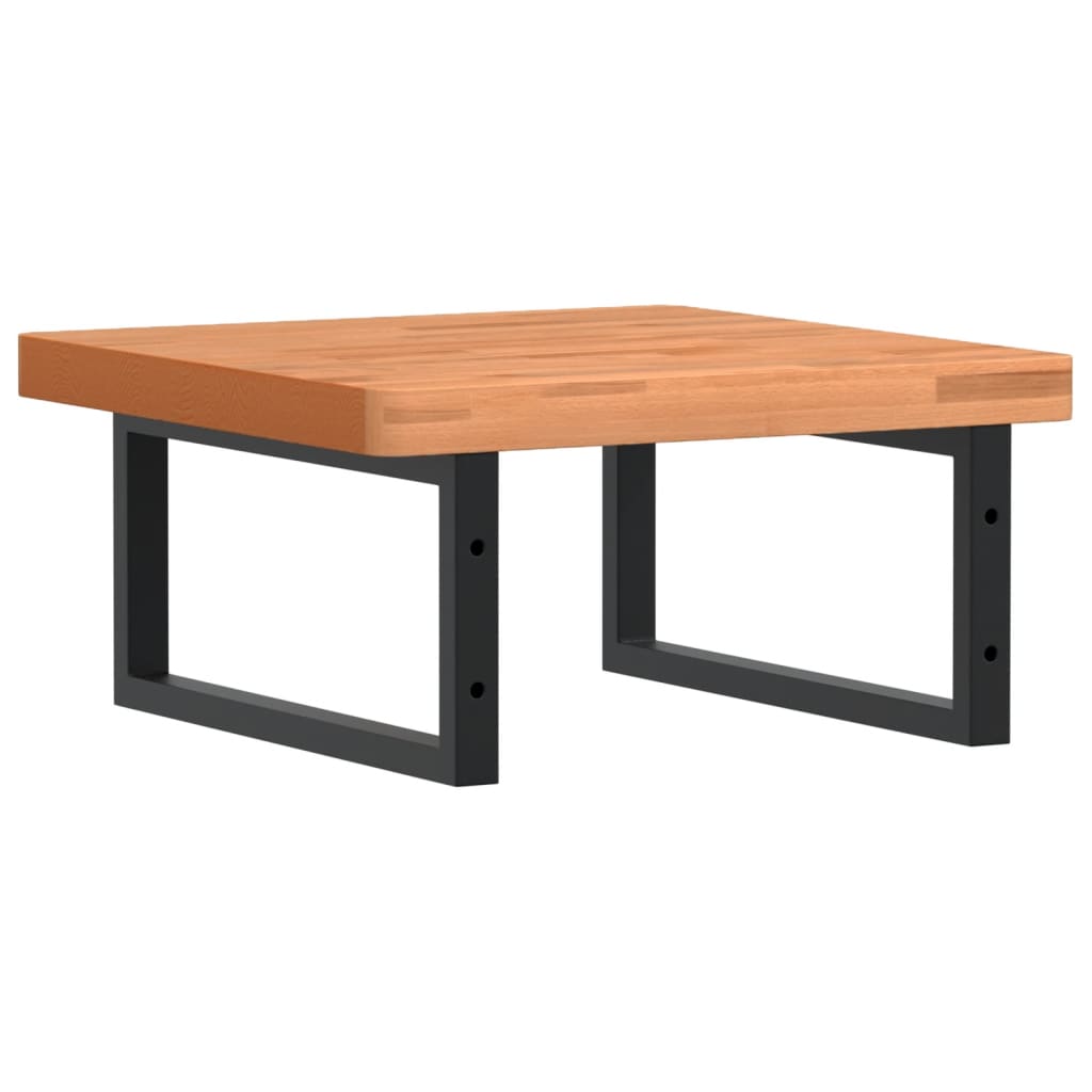 Ripiano a Parete per Lavabo in Acciaio e Massello di Faggio 3302429