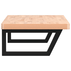 Ripiano a Parete per Lavabo in Acciaio e Massello di Faggio 3302439