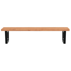 Ripiano a Parete per Lavabo in Acciaio e Massello di Faggio 3302443