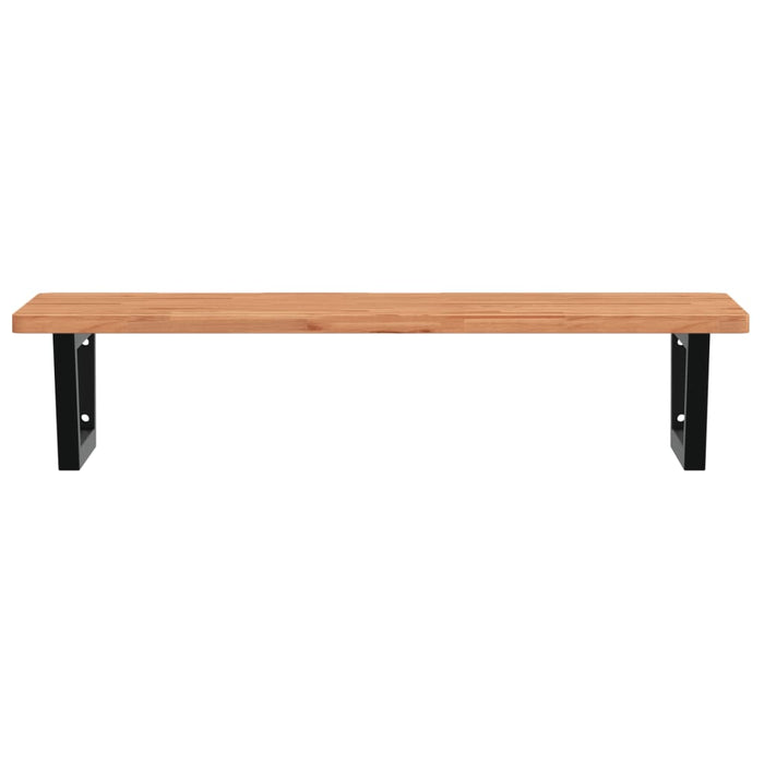 Ripiano a Parete per Lavabo in Acciaio e Massello di Faggio 3302443