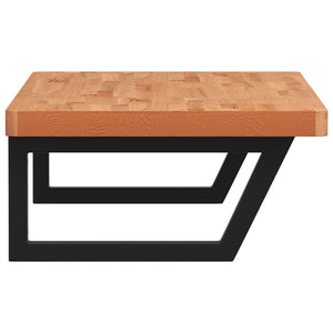 Ripiano a Parete per Lavabo in Acciaio e Massello di Faggio