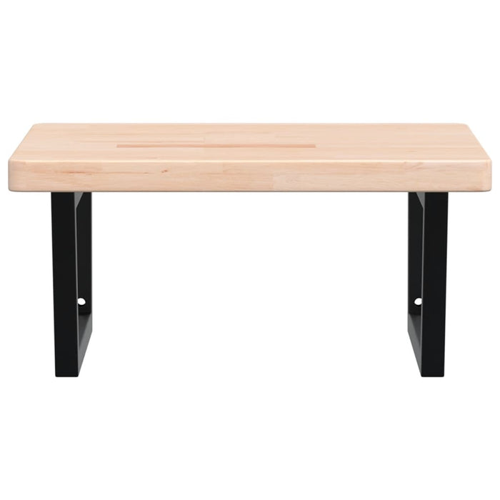 Ripiano a Parete per Lavabo in Acciaio e Massello di Rovere