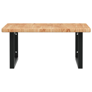 Ripiano a Parete per Lavabo in Acciaio e Massello di Rovere 3302477