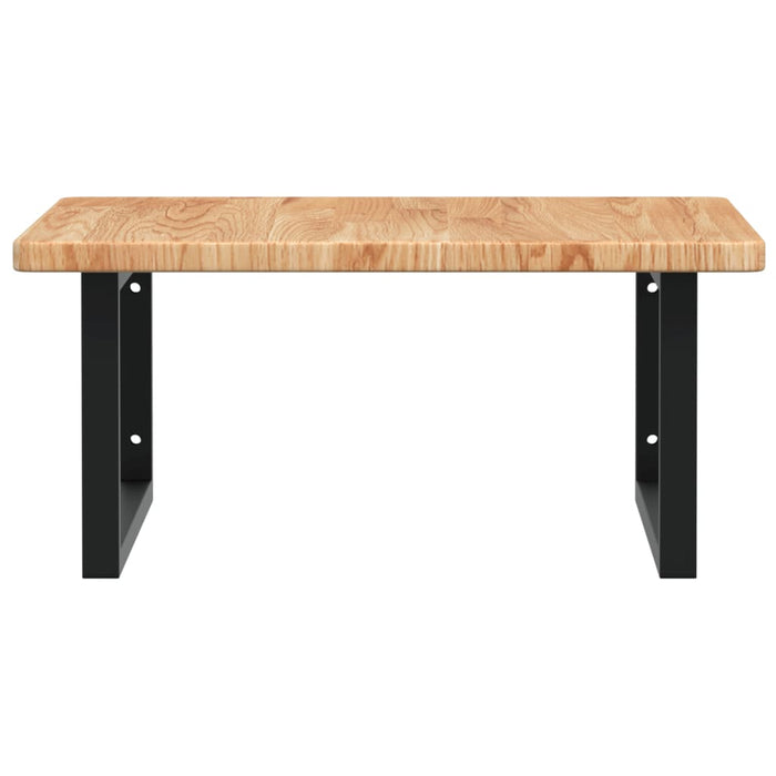 Ripiano a Parete per Lavabo in Acciaio e Massello di Rovere 3302477