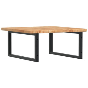 Ripiano a Parete per Lavabo in Acciaio e Massello di Rovere 3302477