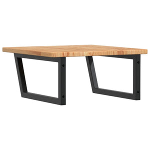 Ripiano a Parete per Lavabo in Acciaio e Massello di Rovere