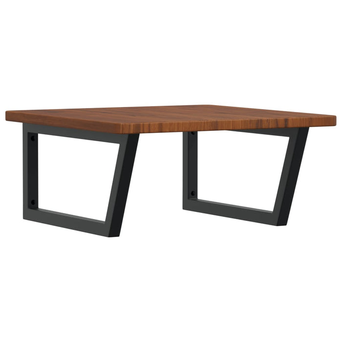 Ripiano a Parete per Lavabo in Acciaio e Massello di Rovere