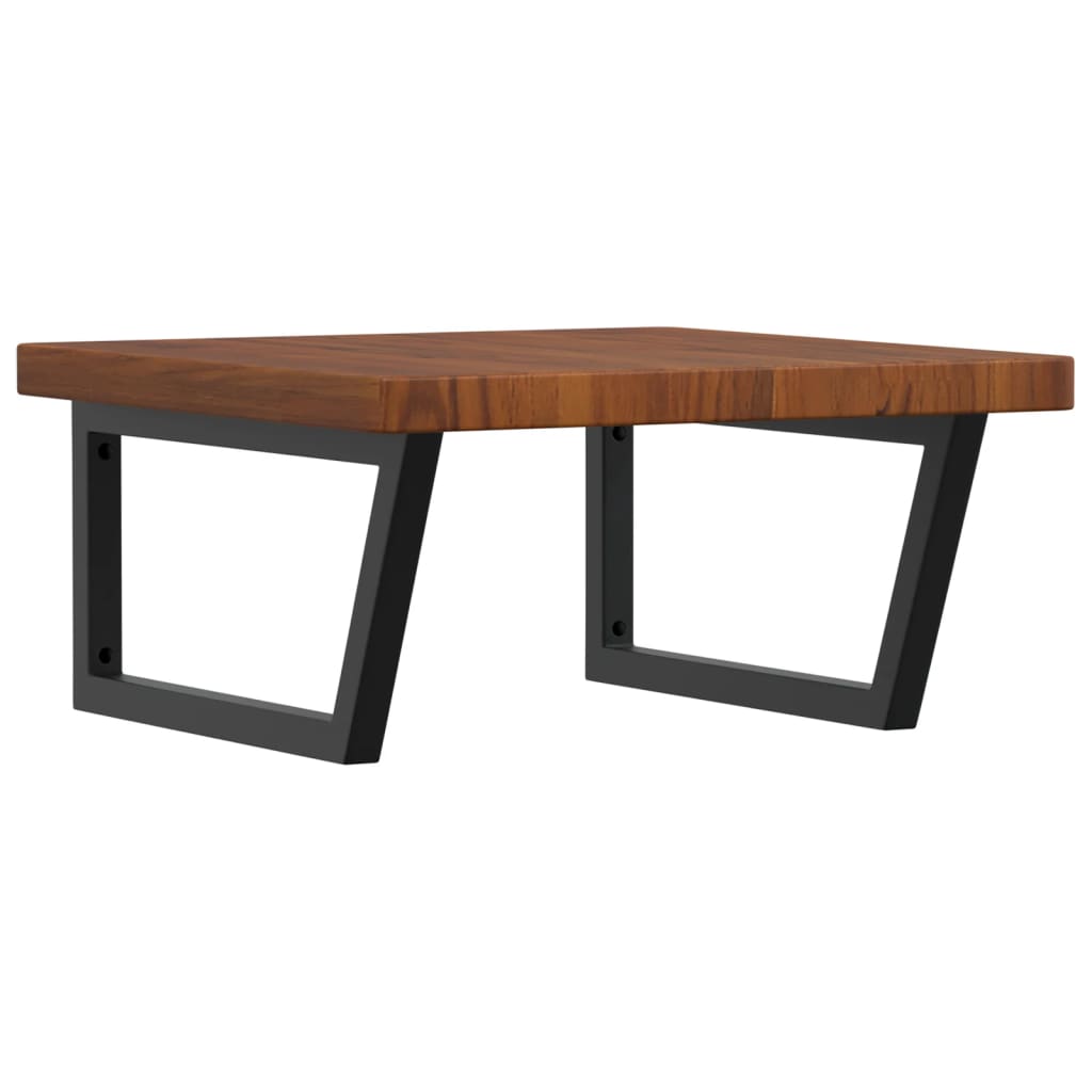 Ripiano a Parete per Lavabo-Mensole a Muro in Acciaio e Massello di Rovere 691453