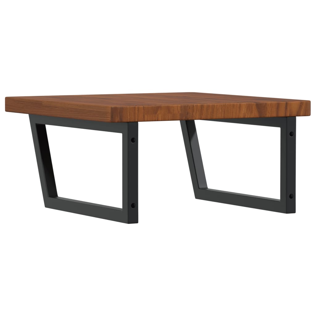 Ripiano a Parete per Lavabo-Mensole a Muro in Acciaio e Massello di Rovere 691453