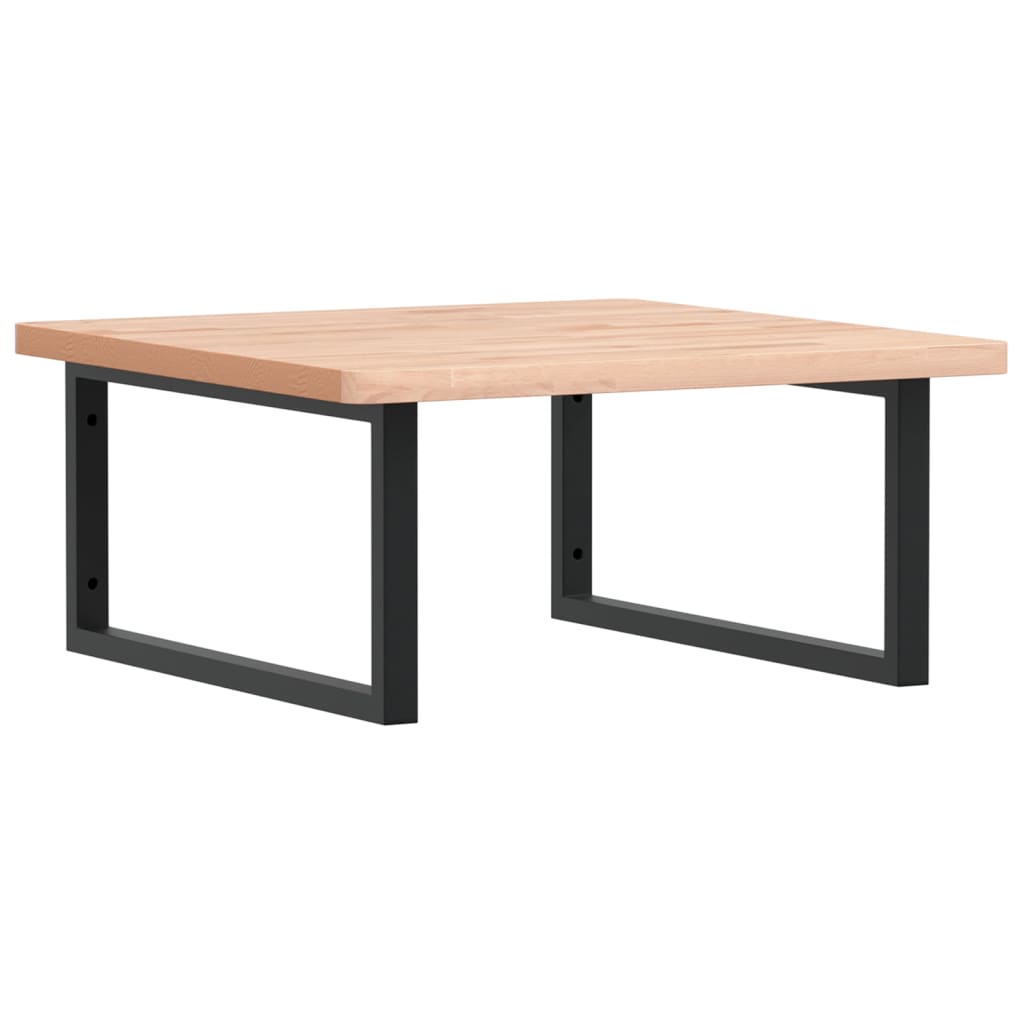 Ripiano a Parete per Lavabo in Acciaio e Massello di Faggio 3302501