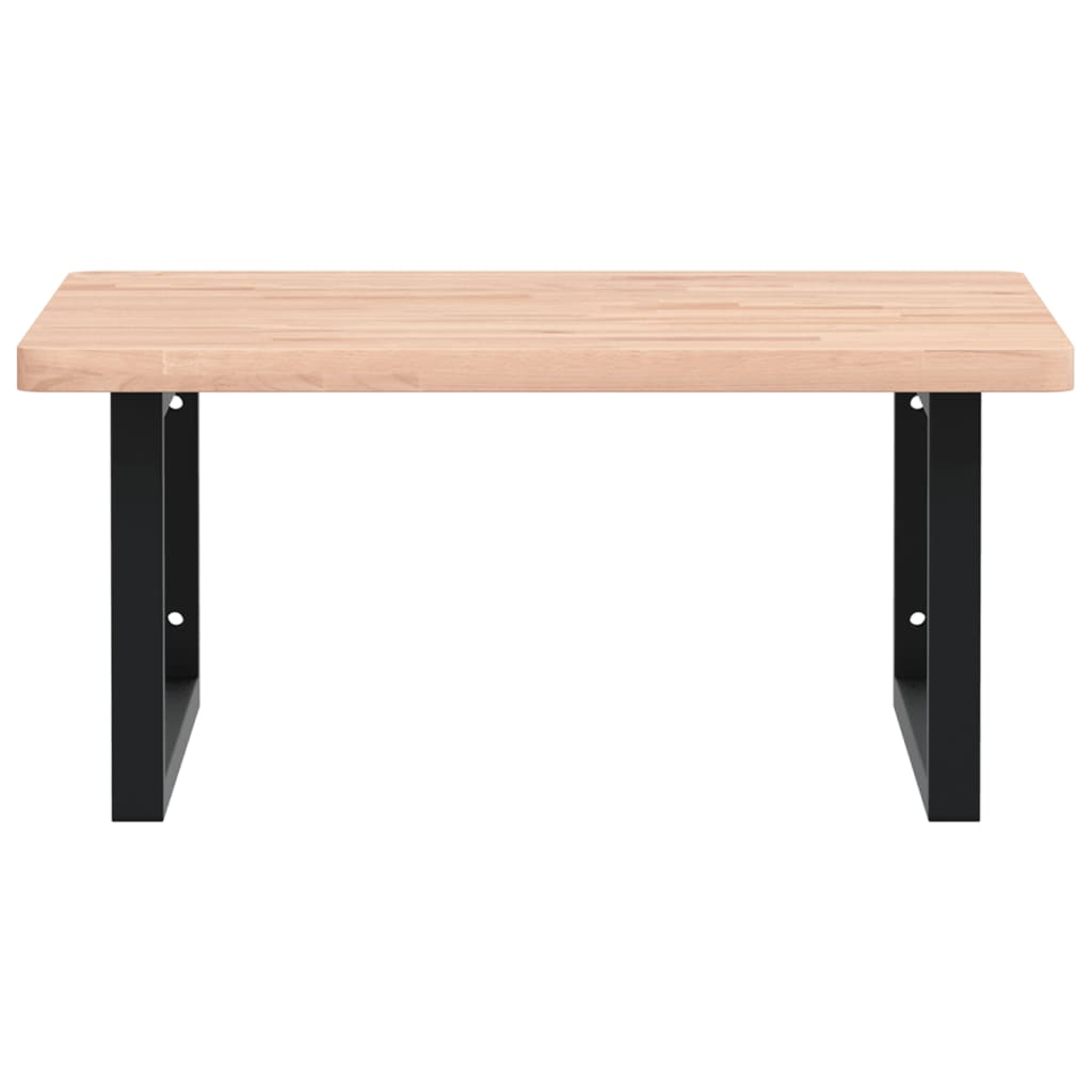 Ripiano a Parete per Lavabo in Acciaio e Massello di Faggio 3302501