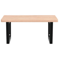 Ripiano a Parete per Lavabo in Acciaio e Massello di Faggio 3302503