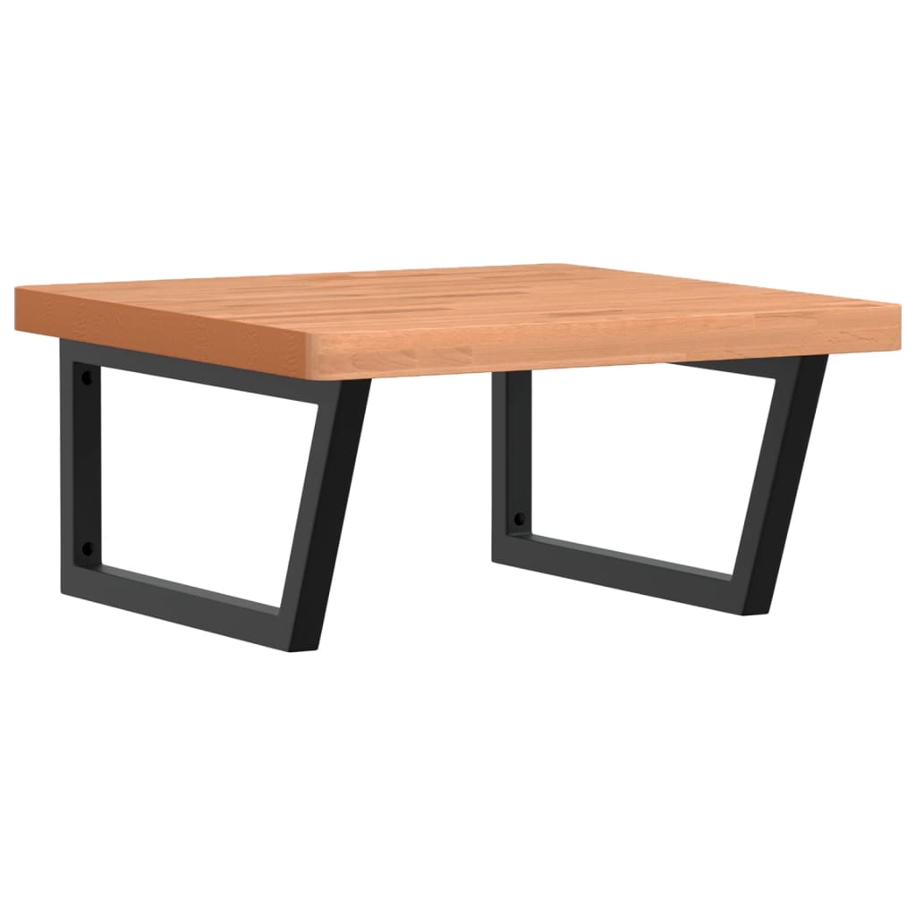 Ripiano a Parete per Lavabo in Acciaio e Massello di Faggio 3302515