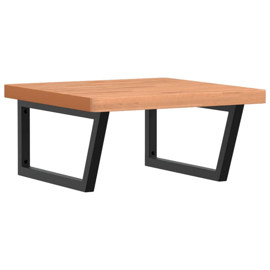 Ripiano a Parete per Lavabo in Acciaio e Massello di Faggio 3302515