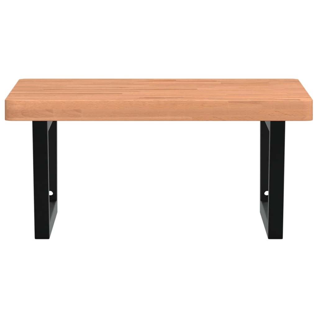 Ripiano a Parete per Lavabo in Acciaio e Massello di Faggio