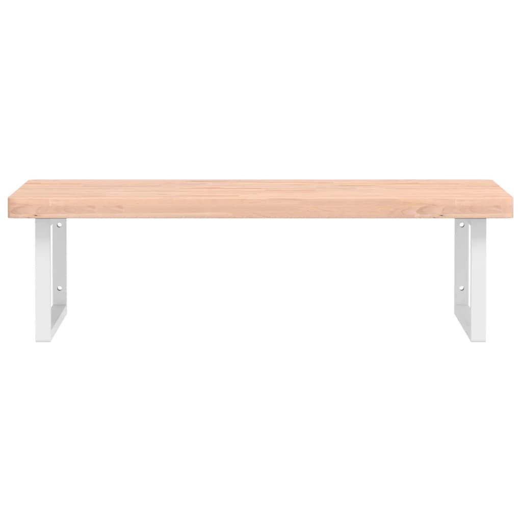 Ripiano a Parete per Lavabo in Acciaio e Massello di Faggio 3302520