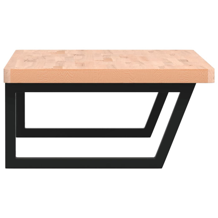 Ripiano a Parete per Lavabo in Acciaio e Massello di Faggio