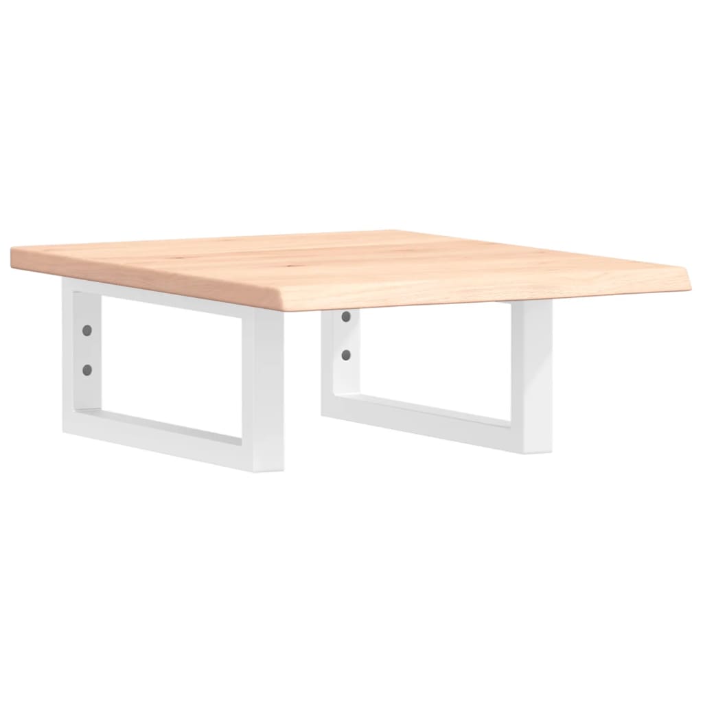 Ripiano a Parete per Lavabo in Acciaio e Massello di Rovere 3302532