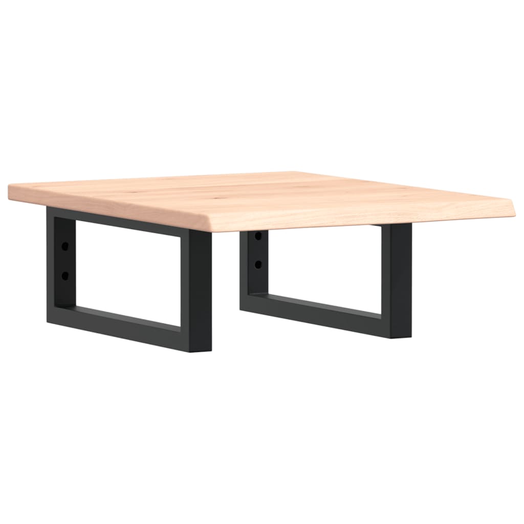 Ripiano a Parete per Lavabo in Acciaio e Massello di Rovere 3302533