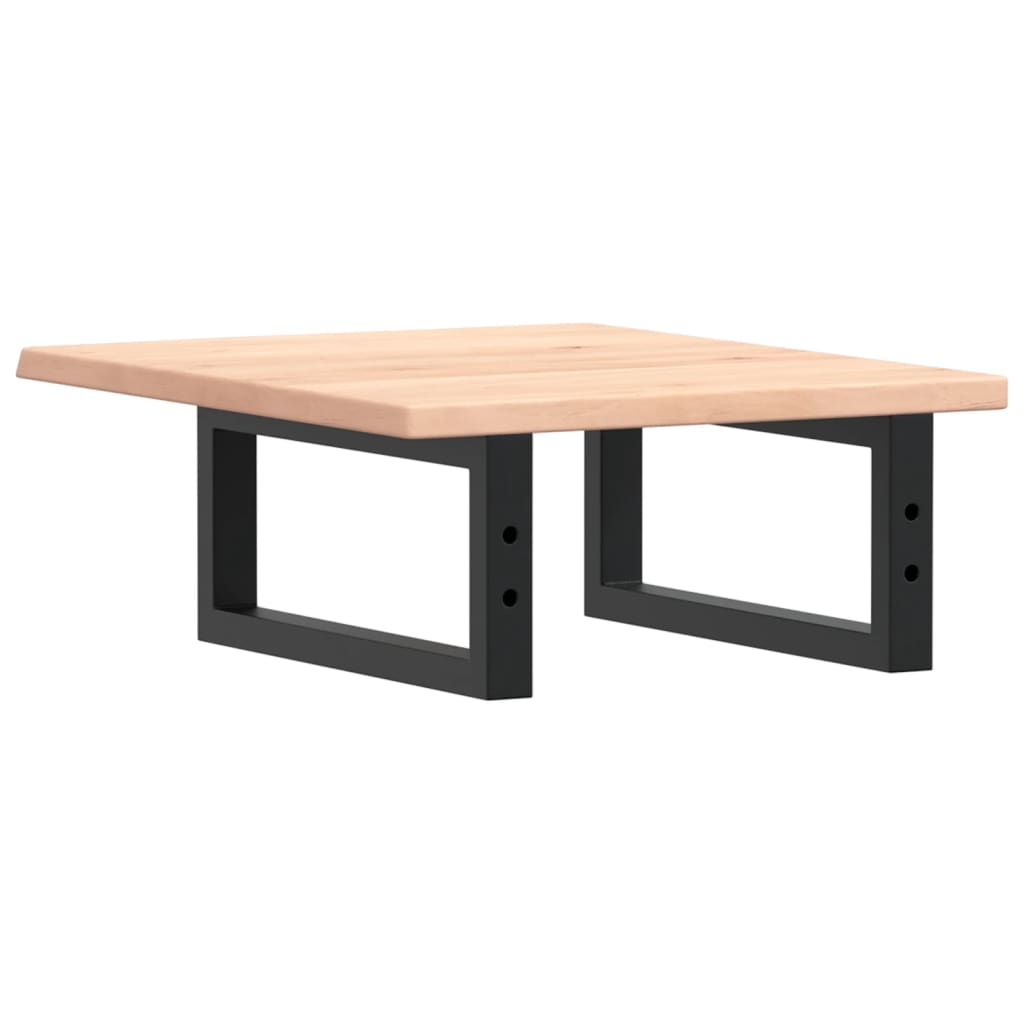 Ripiano a Parete per Lavabo in Acciaio e Massello di Rovere 3302533