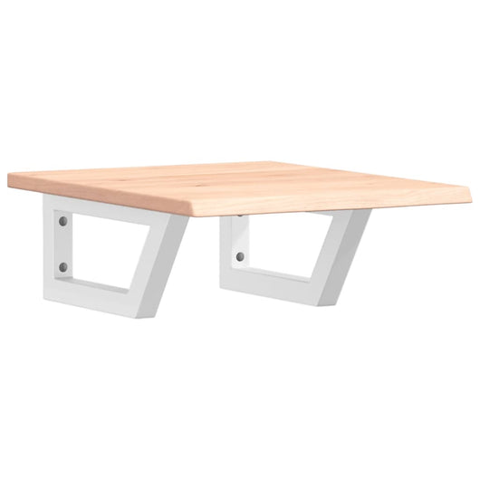 Ripiano a Parete per Lavabo in Acciaio e Massello di Rovere