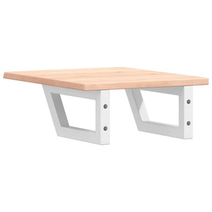 Ripiano a Parete per Lavabo in Acciaio e Massello di Rovere