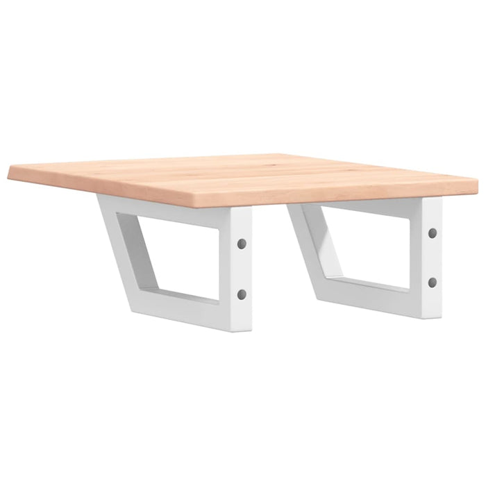 Ripiano a Parete per Lavabo in Acciaio e Massello di Rovere