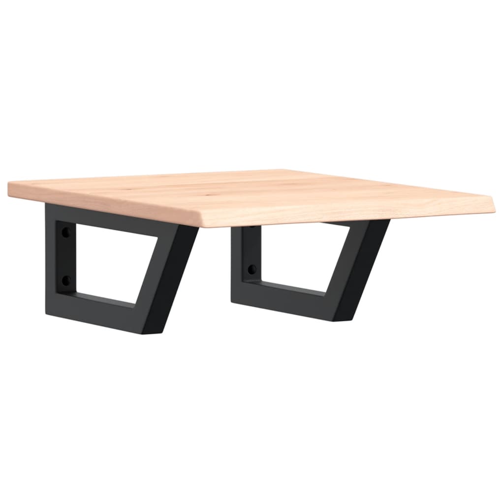 Ripiano a Parete per Lavabo in Acciaio e Massello di Rovere