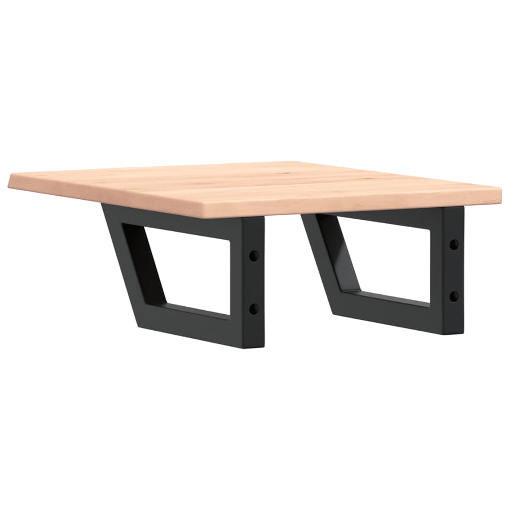 Ripiano a Parete per Lavabo in Acciaio e Massello di Rovere