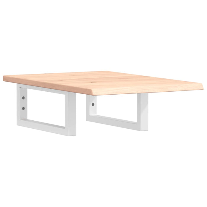 Ripiano a Parete per Lavabo in Acciaio e Massello di Rovere 3302536