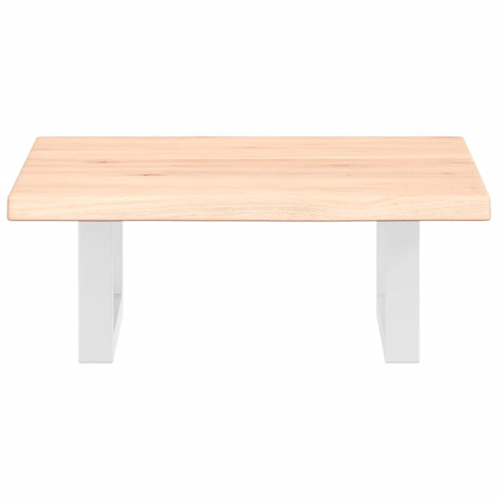 Ripiano a Parete per Lavabo in Acciaio e Massello di Rovere 3302536