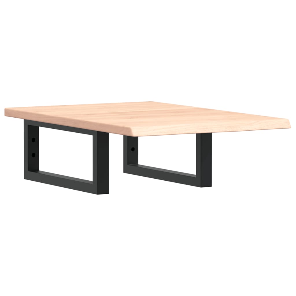 Ripiano a Parete per Lavabo in Acciaio e Massello di Rovere 3302537