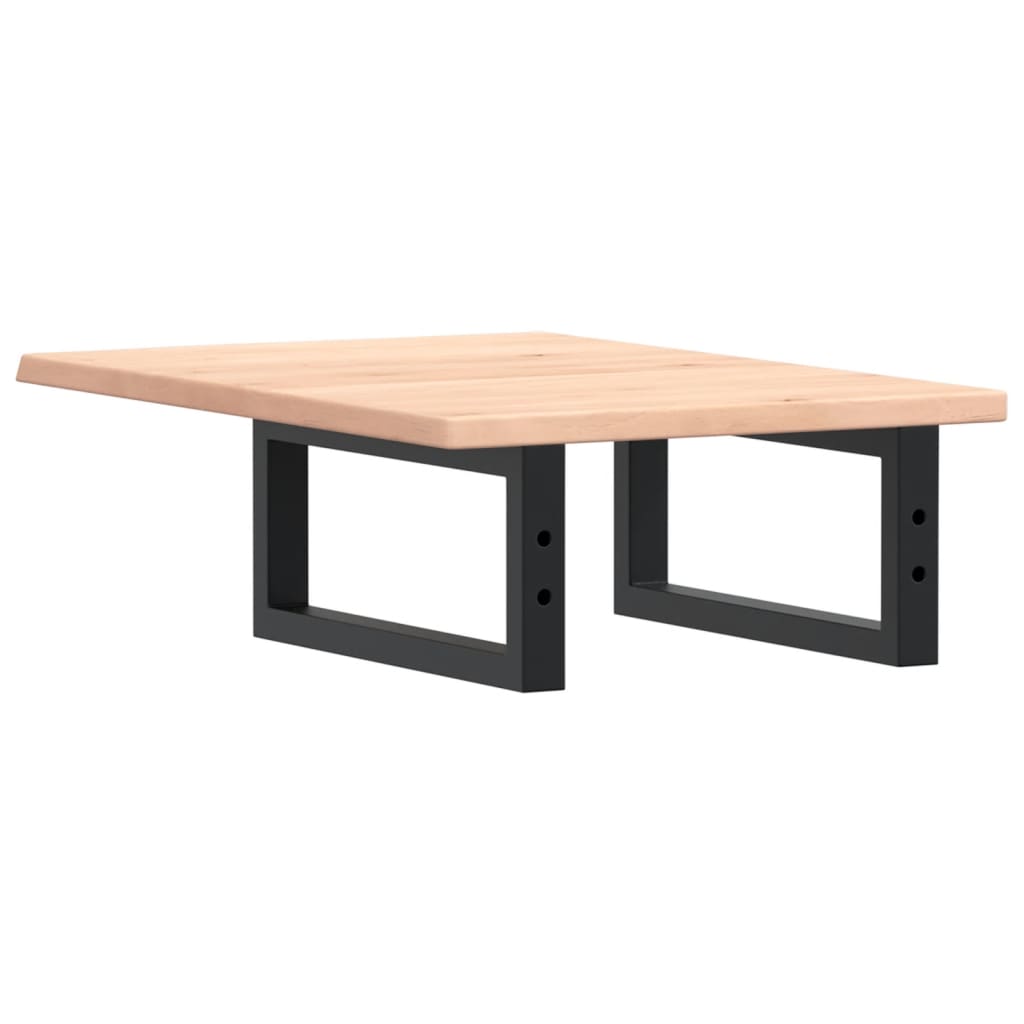 Ripiano a Parete per Lavabo in Acciaio e Massello di Rovere 3302537