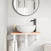 Ripiano a Parete per Lavabo in Acciaio e Massello di Rovere