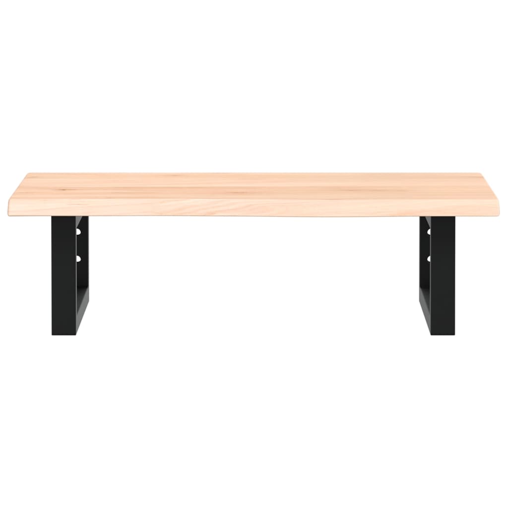 Ripiano a Parete per Lavabo in Acciaio e Massello di Rovere 3302541