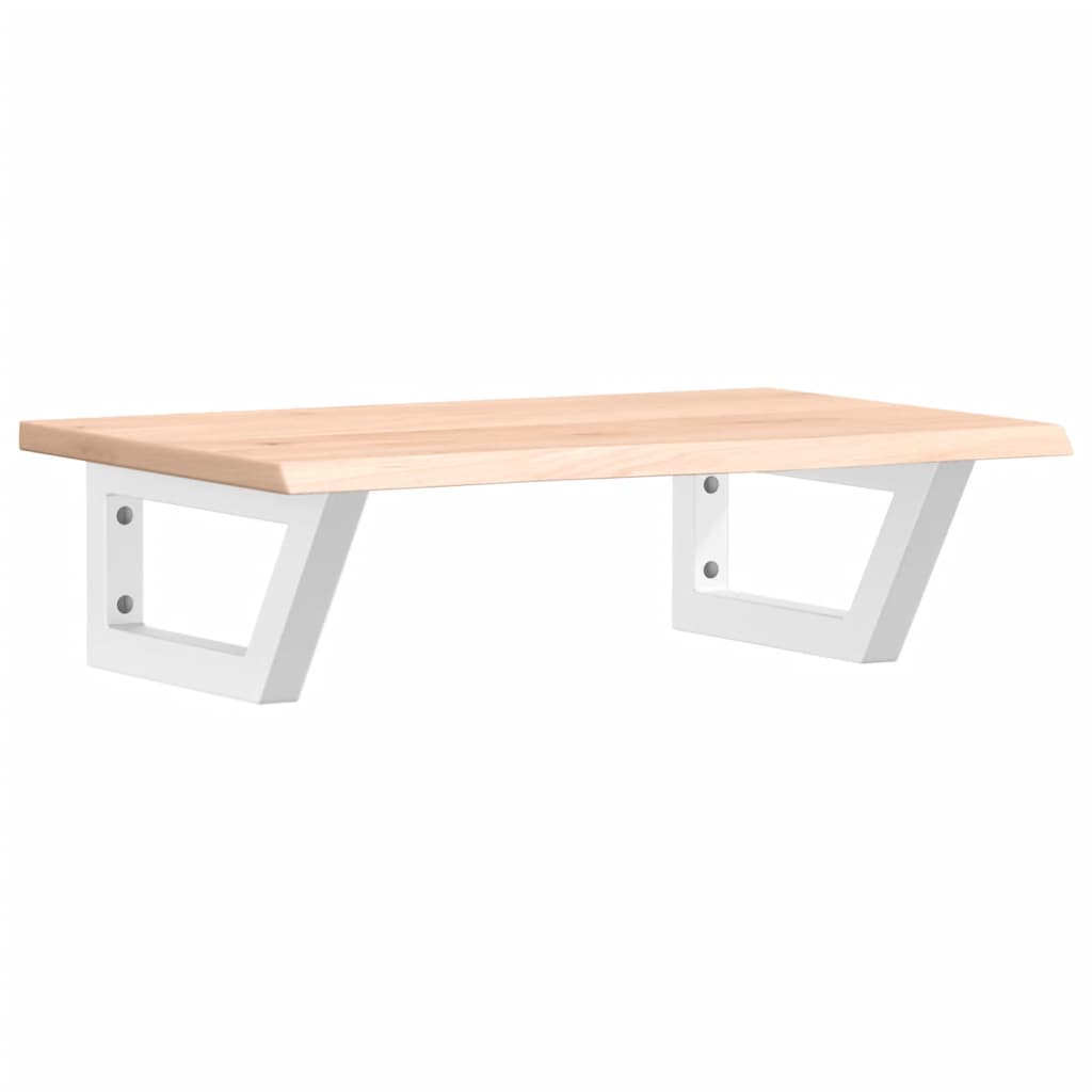 Ripiano a Parete per Lavabo in Acciaio e Massello di Rovere 3302542