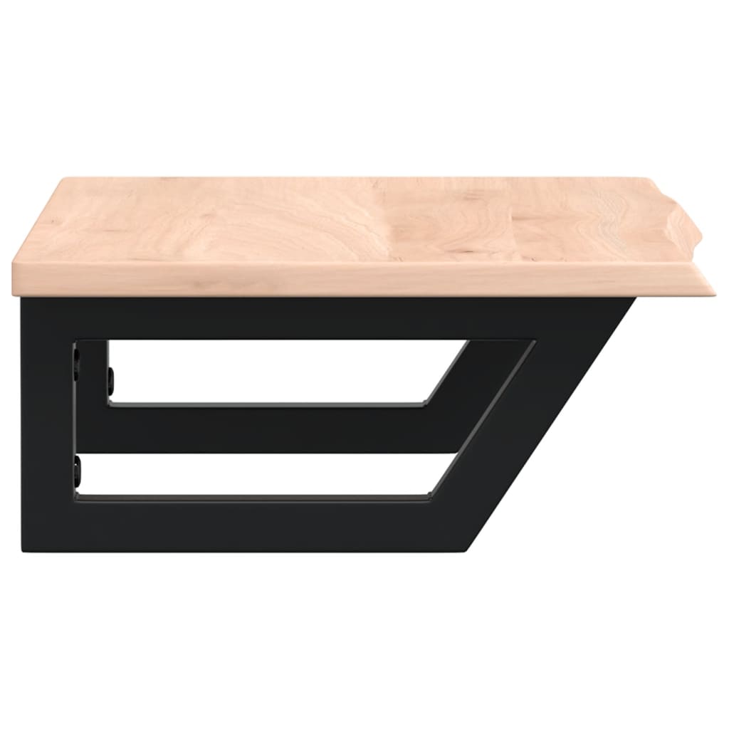 Ripiano a Parete per Lavabo in Acciaio e Massello di Rovere