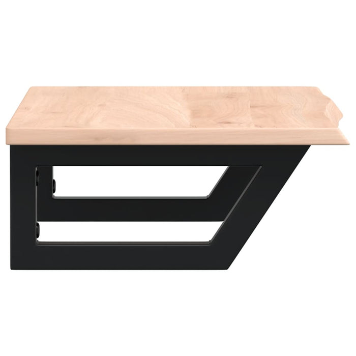 Ripiano a Parete per Lavabo in Acciaio e Massello di Rovere