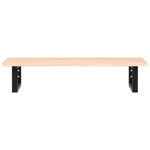 Ripiano a Parete per Lavabo in Acciaio e Massello di Rovere 3302545