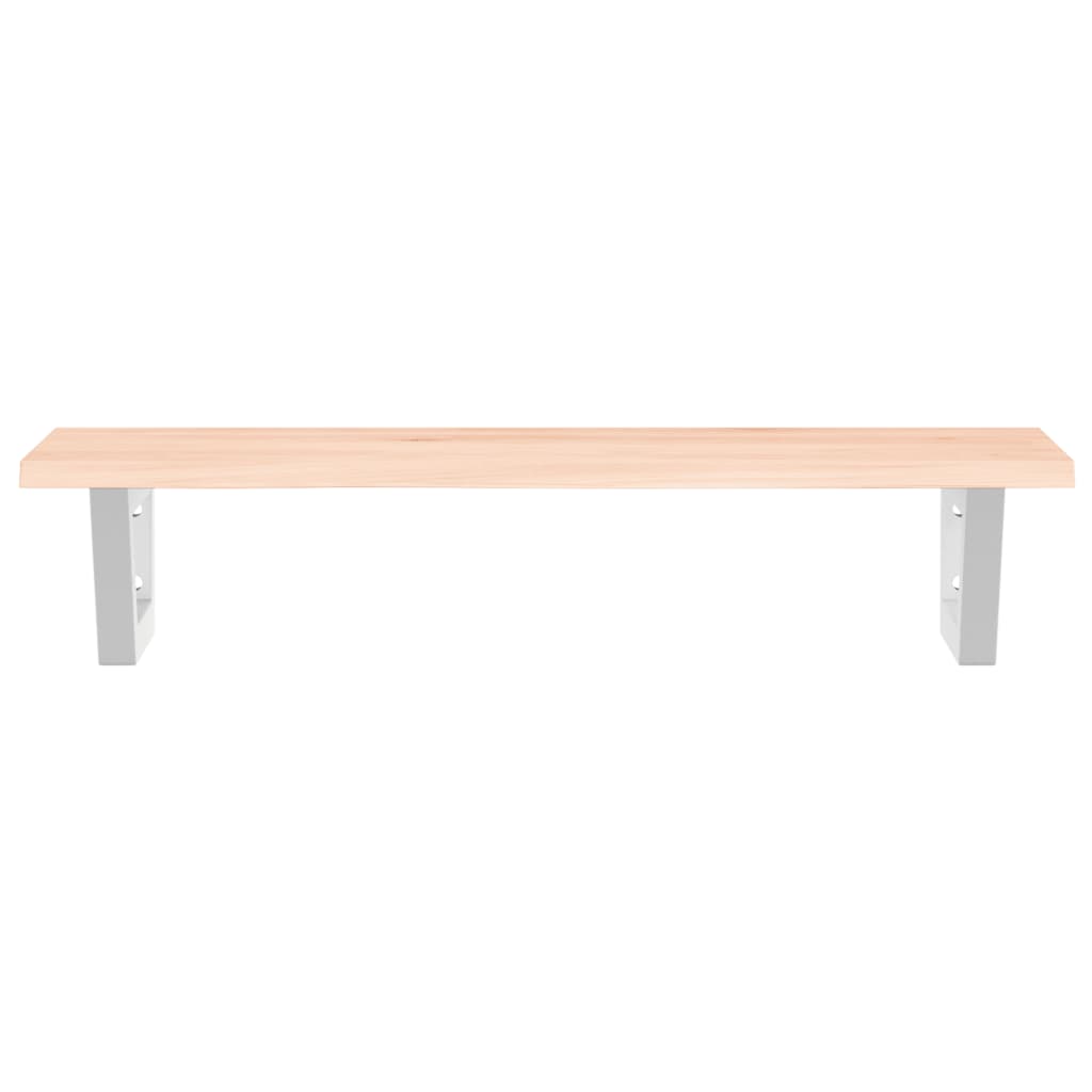 Ripiano a Parete per Lavabo in Acciaio e Massello di Rovere 3302546