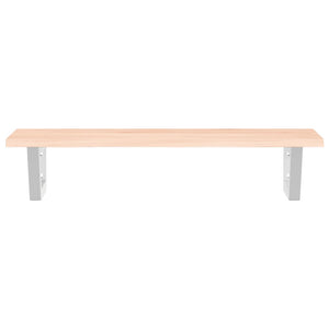 Ripiano a Parete per Lavabo in Acciaio e Massello di Rovere 3302546