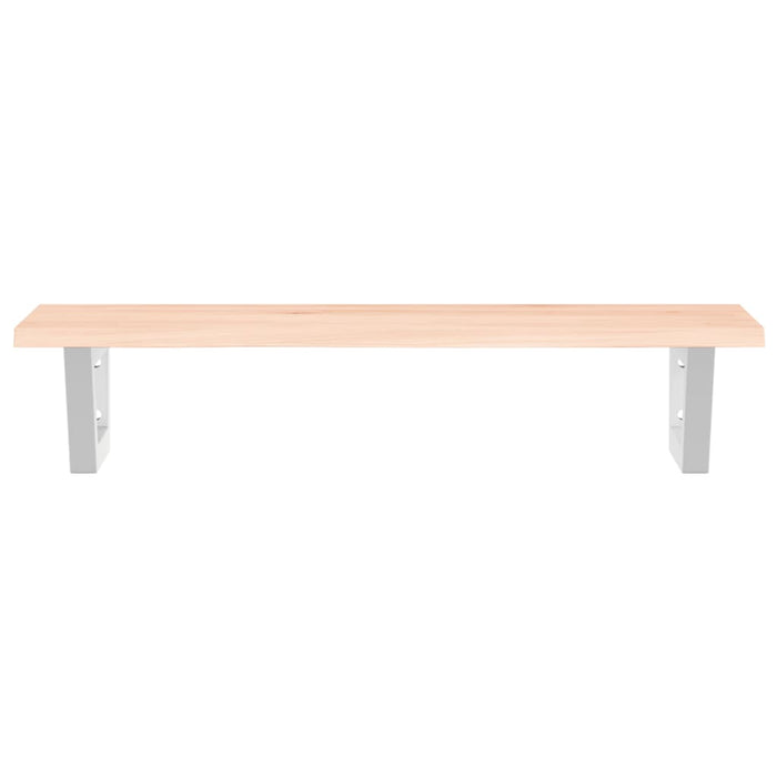 Ripiano a Parete per Lavabo in Acciaio e Massello di Rovere 3302546