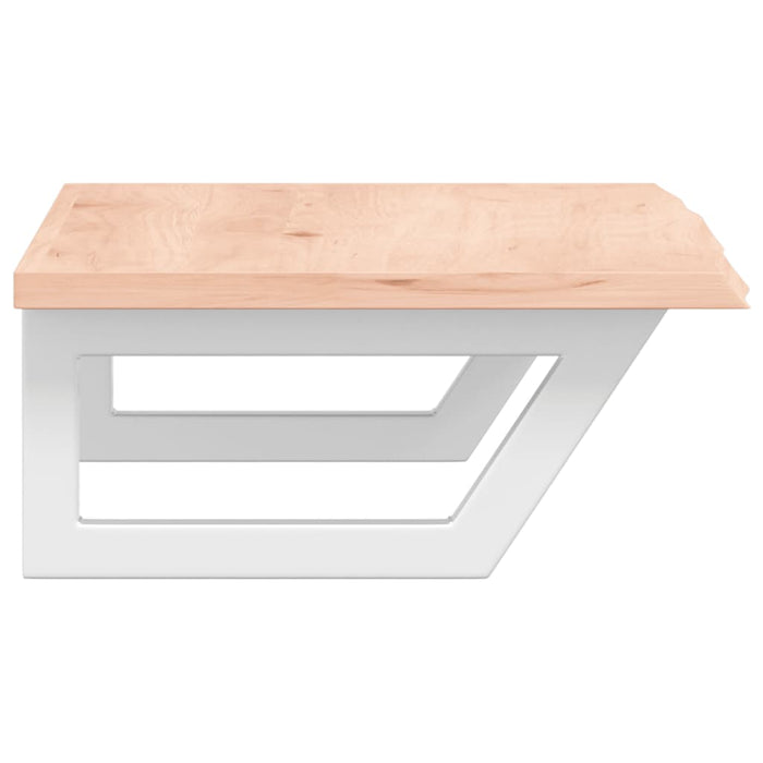 Ripiano a Parete per Lavabo in Acciaio e Massello di Rovere 3302546