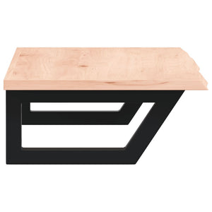 Ripiano a Parete per Lavabo in Acciaio e Massello di Rovere 3302547