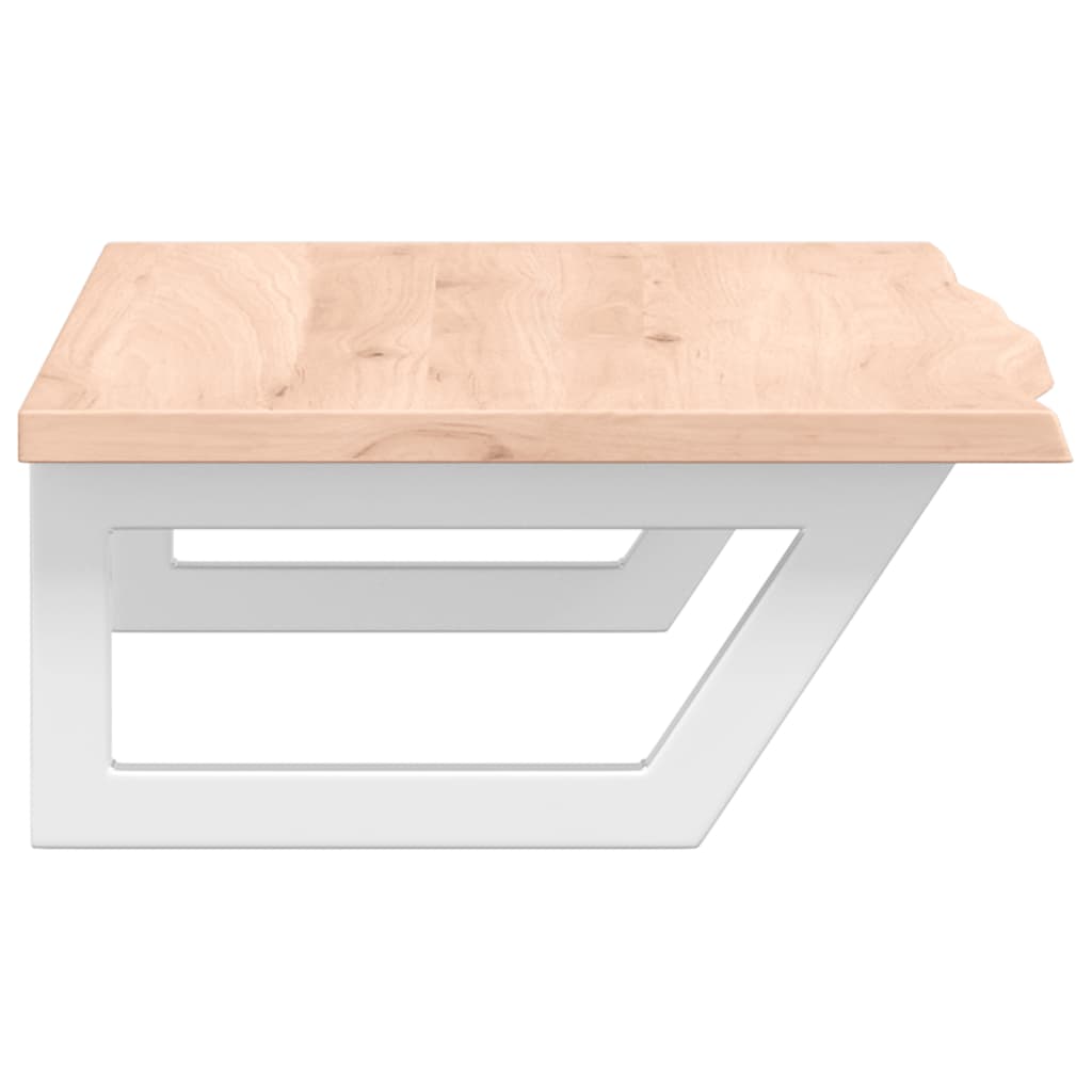 Ripiano a Parete per Lavabo in Acciaio e Massello di Rovere 3302550