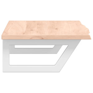 Ripiano a Parete per Lavabo in Acciaio e Massello di Rovere 3302550