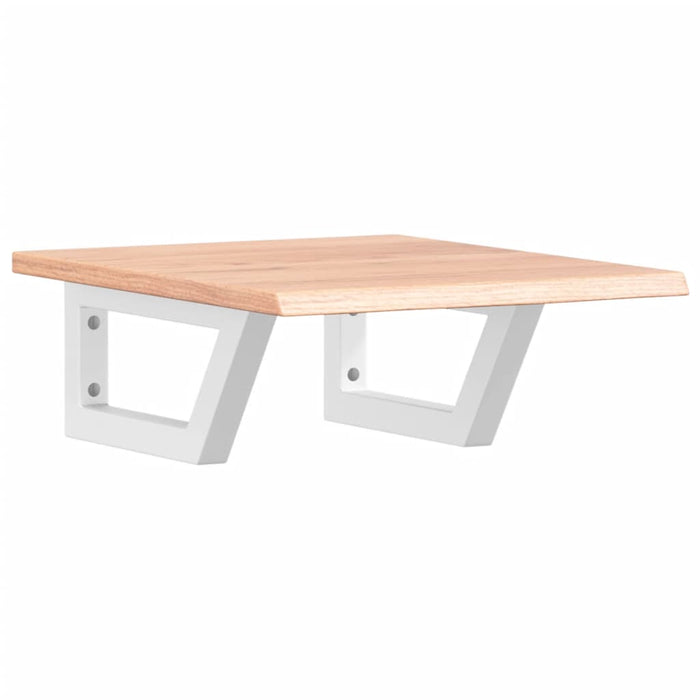 Ripiano a Parete per Lavabo in Acciaio e Massello di Rovere 3302554