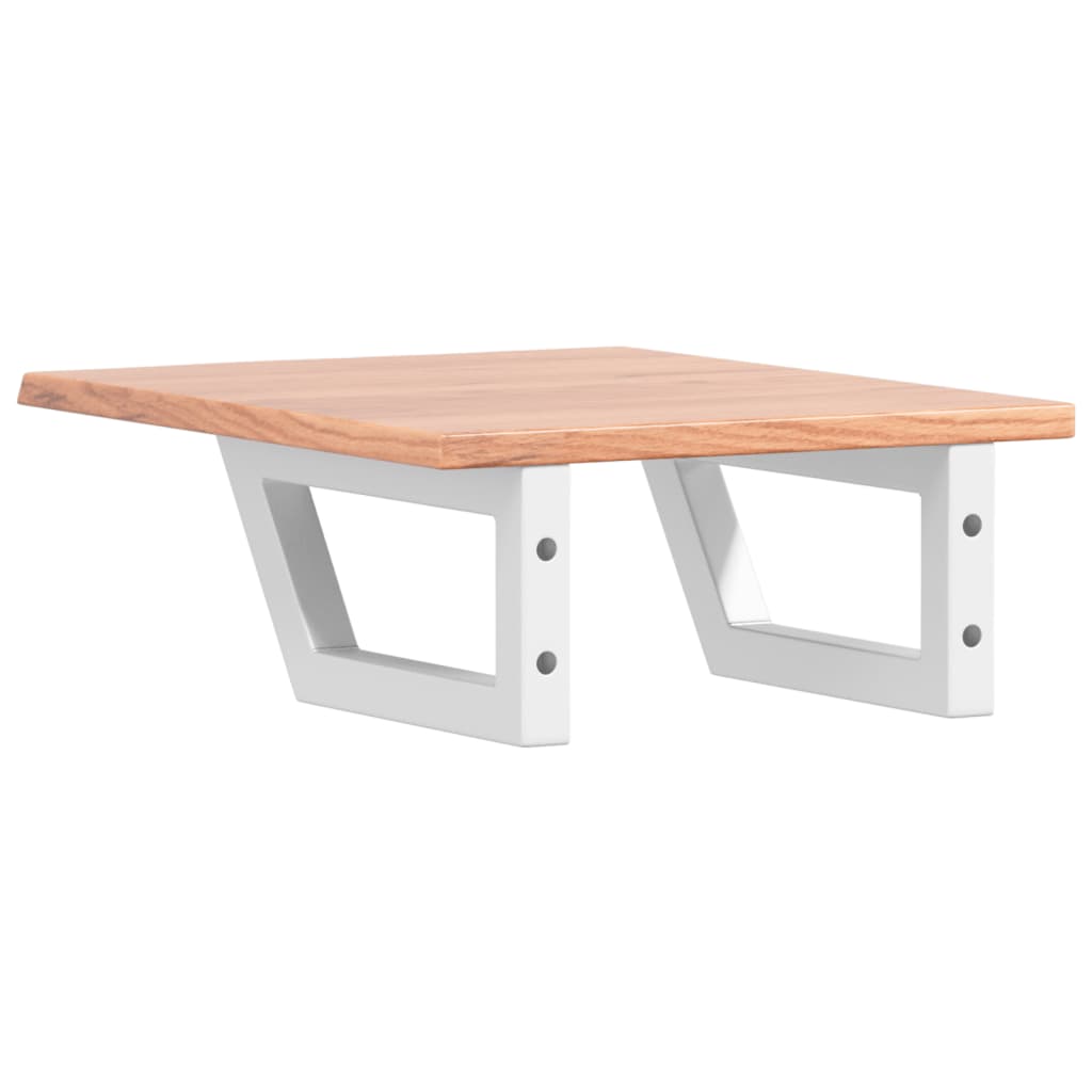 Ripiano a Parete per Lavabo in Acciaio e Massello di Rovere 3302554