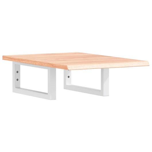 Ripiano a Parete per Lavabo in Acciaio e Massello di Rovere 3302556